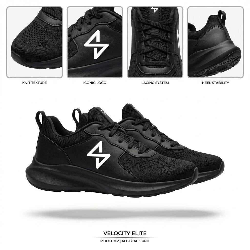 Premium Black Sports Shoes | Lightweight, Breathable & Stylish