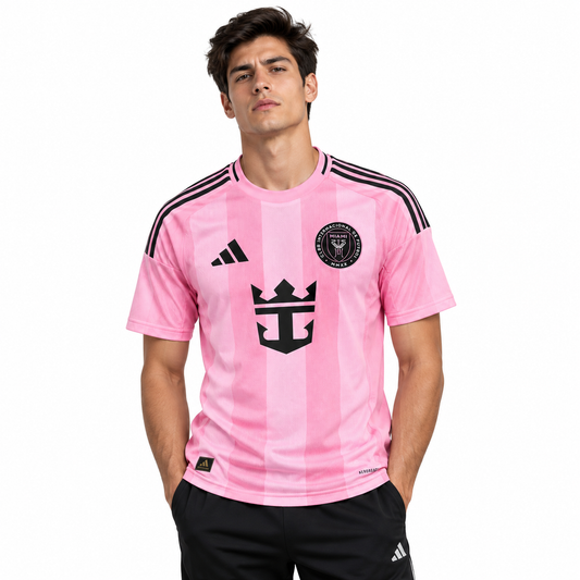 Inter Miami Pink Home Football Jersey for Men – Black Stripes Edition