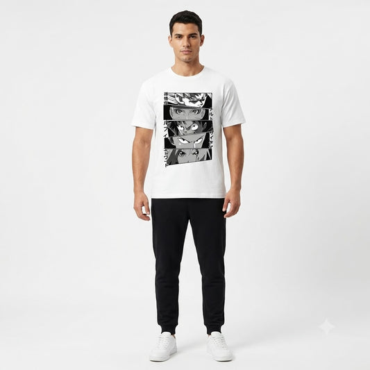 White Anime Legends Graphic Oversized T-Shirt for Men & Women