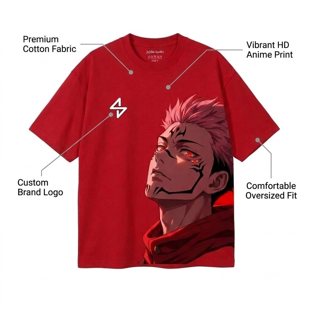 Red Sukuna Anime Graphic T-Shirt for Men & Women