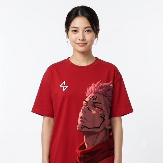 Red Sukuna Anime Graphic T-Shirt for Men & Women