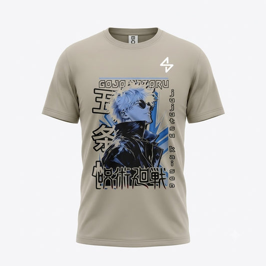 BOLT OUTFITS Gojo Satoru Anime Graphic Oversized T-Shirt – Beige