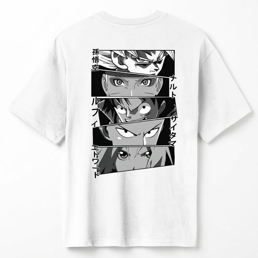 White Anime Legends Graphic Oversized T-Shirt for Men & Women